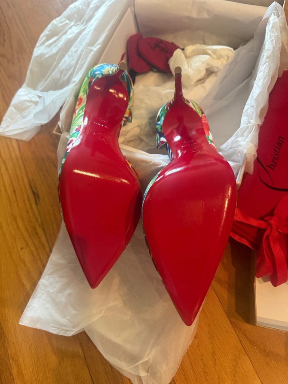 Christian Louboutin Iriza Floral Print Half d'Orsay Pump - Picture 6 of 9